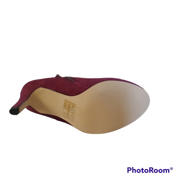 ALDO Burgundy Suede Almond Toe Ankle Boots - Size 5 / 35 - Picture 8 of 8